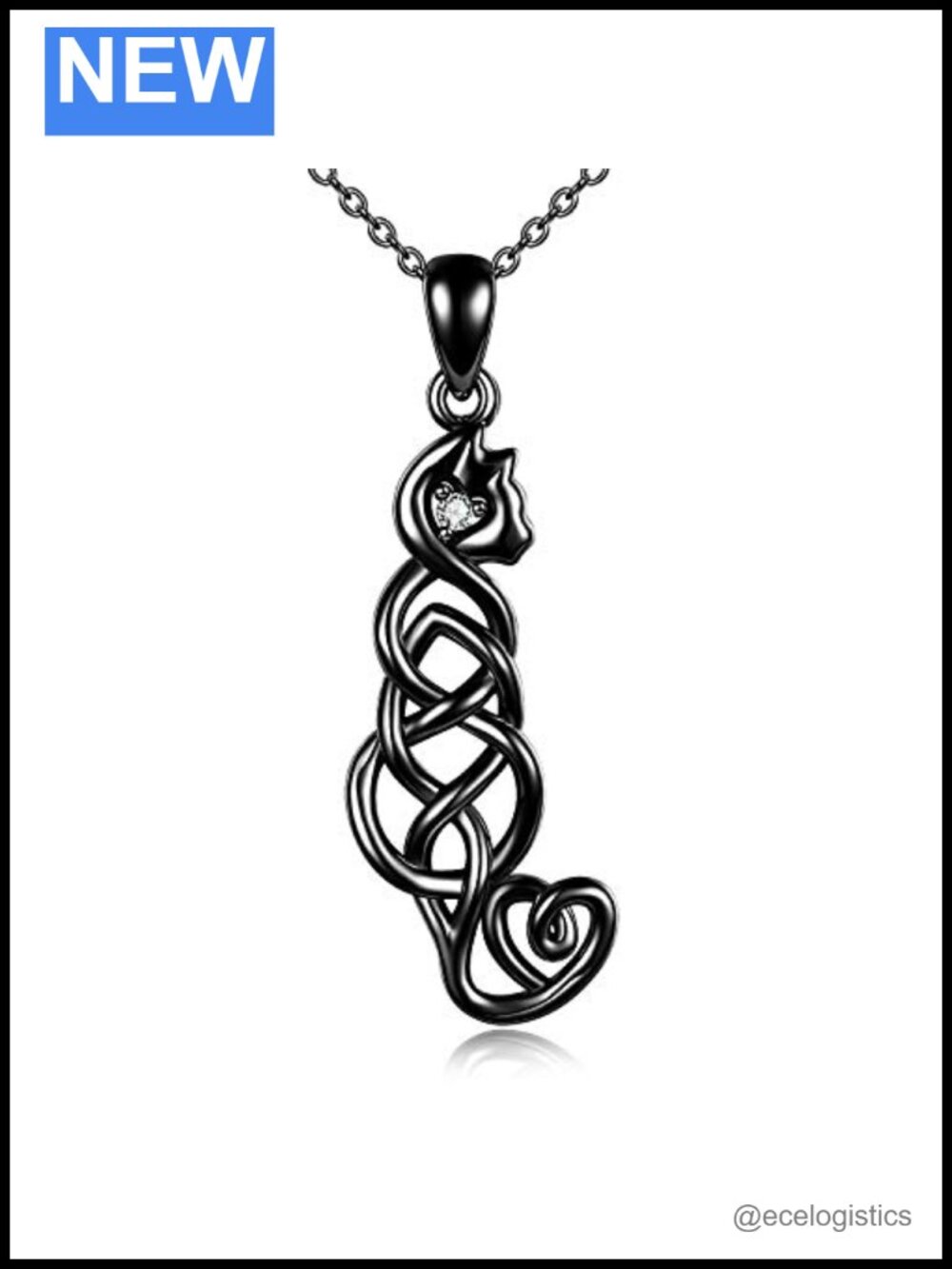 Sterling Silver Celtic Knot Cat Necklace Pendant Jewelry